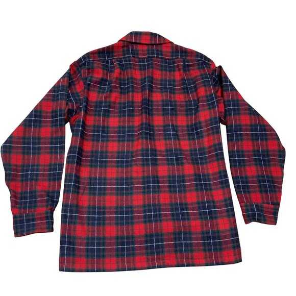 Vtg Pendleton Board Shirt M Virgin Wool Plaid Loop Collar Long Sleeve Shacket - Picture 4 of 4